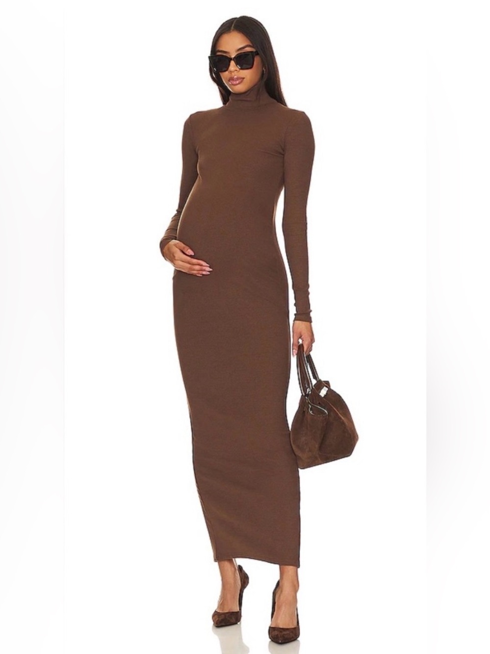 NWT Bumpsuit brown ribbed sculpting long sleeve dress, Size S
